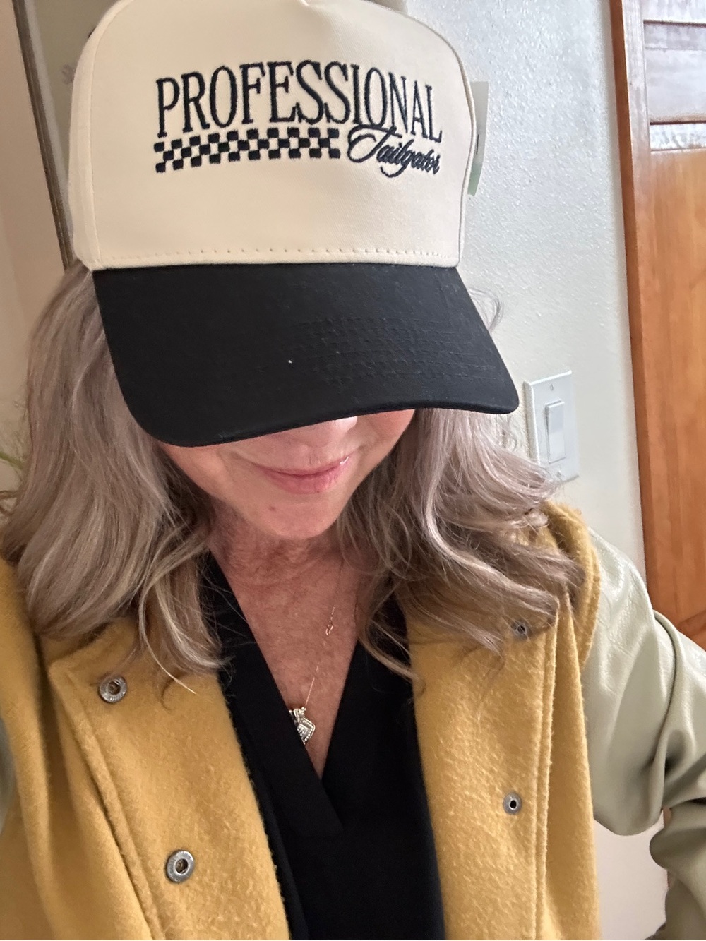 "Professional Tailgater" Two-Tone Trucker Cap - Black & Cream AS Revival- NWT